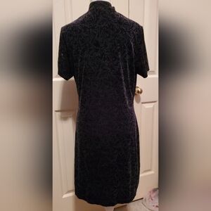 Merona Mock Neck Black Velvet Burnout Dress Bodycon Holiday Party NYE Sz Large
